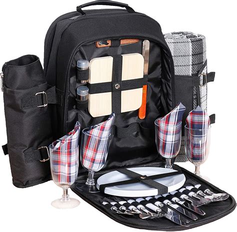 Picnic Backpack For 4 Picnic Basket Stylish All In One Portable