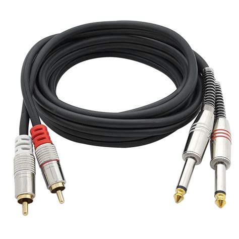 Cabo Plug 2 RCA X 2 P10 6 35mm Mono Gold 24 1 8 MTS Shopee Brasil