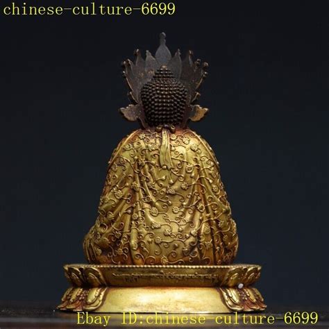 4 4 Tibet Buddhism Temple Bronze Gilt 24k Gold Enlightenment Buddha