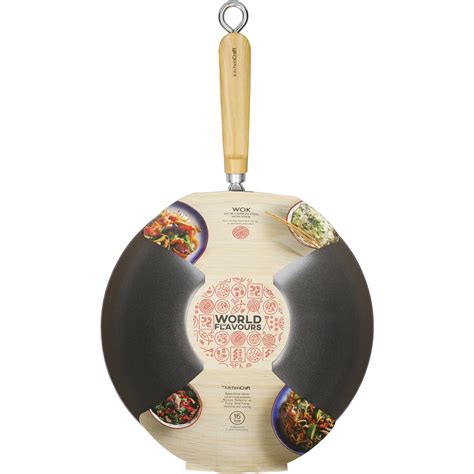 KitchenCraft World Of Flavours Oriental Carbon Steel 30cm Non Stick Wok