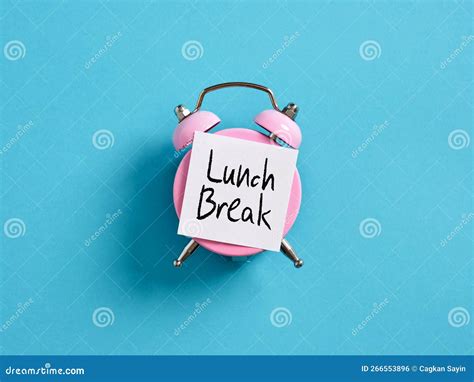 Lunch Break Time Reminder Or Notice Message Pink Alarm Clock With A