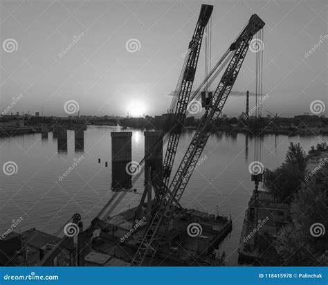 Industrial District Of Kiev View From Rybalskii Bridge Editorial Stock