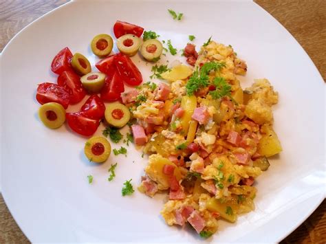 Bauernfr Hst Ck Mit Paprika Leberk Se Rezept Kochbar De