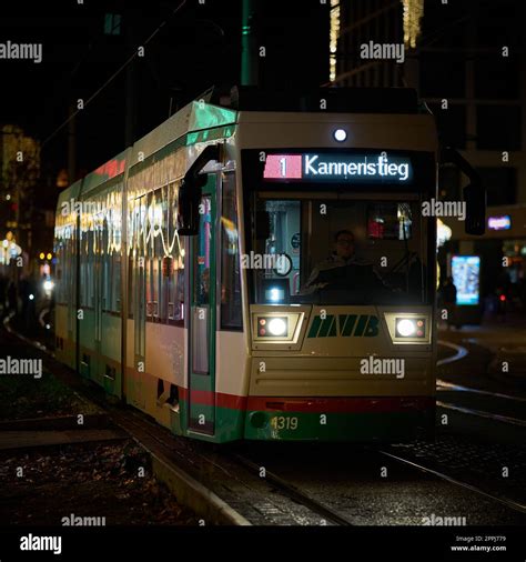 Tram Of The Magdeburger Verkehrsbetriebe MVB At A Stop In The City