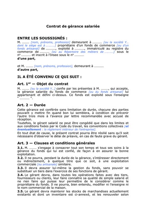 Model De Contrat De G Rance T L Chargement Gratuit Documents Pdf