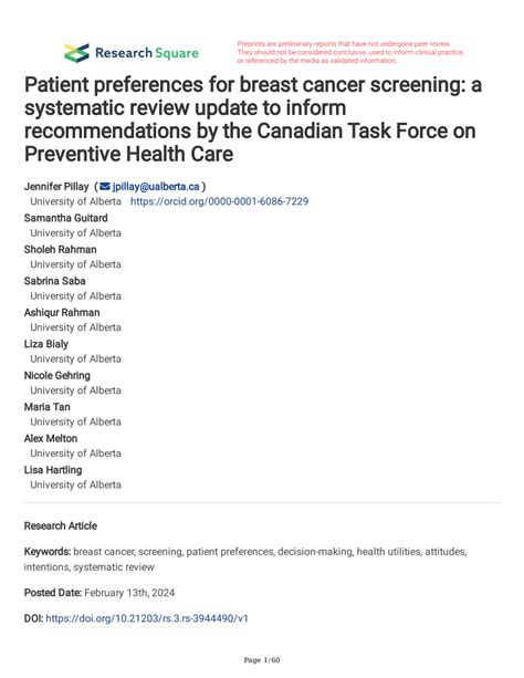 Pdf Patient Preferences For Breast Cancer Screening A Systematic