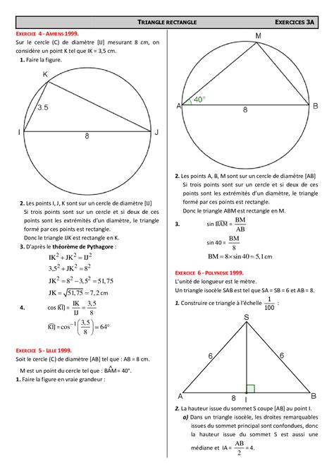 Trigonométrie Problèmes de BREVET Corrigés d exercices AlloSchool