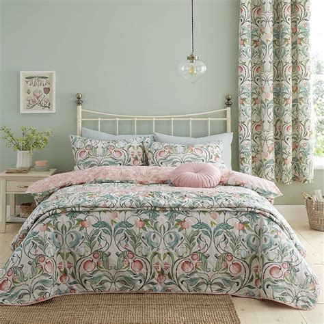 Clarence Floral Natural Green Duvet Cover Set Catherine Lansfield