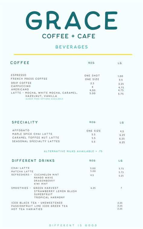 Grace Menu - Grace Coffee & Café
