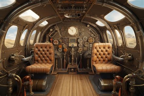 Premium AI Image | Technological interior of an airship steampunk style ...