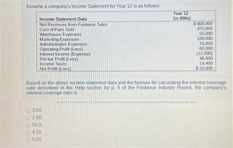 Solved Assume a company's Income Statement for Year 12 is as | Chegg.com