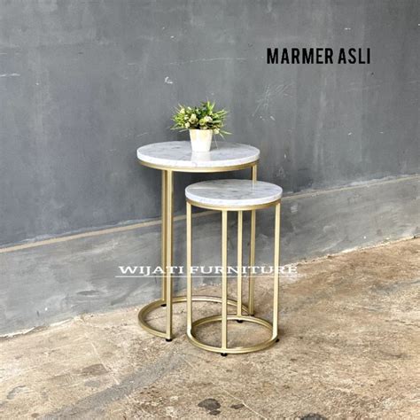 Jual Meja Pojok Marmer Carrara Meja Sudut Marmer Asli Side Table