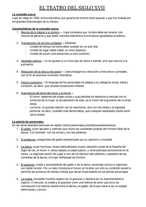 El Teatro Del Siglo Xvii El Teatro Del Siglo Xvii La Comedia Nueva