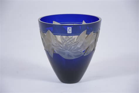 German Cut Crystal Vase At 1stdibs Blue Crystal Vases