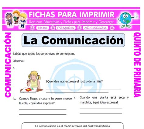 Formas De Comunicacion Para Quinto De Primaria Fichas Para Imprimir