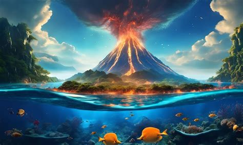 Premium AI Image | Underwater Volcanoes in the Ocean Floor