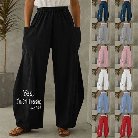 Utoimkio Clearance Womens Wide Leg Lounge Pants High Waisted Baggy Harem Pants Casual Loose