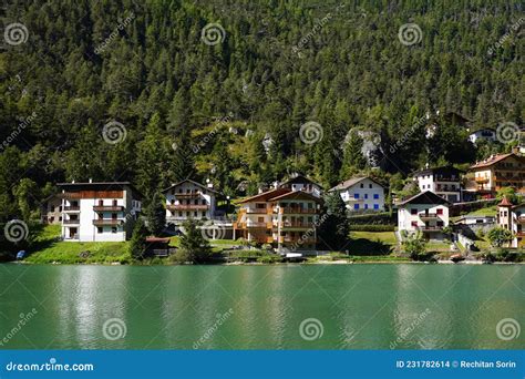 Beautiful Lake Lago Di Alleghe Northern Italy Editorial Stock Image