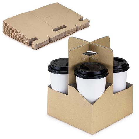 Buy Pack Cup Drink Carrier With Handle Kraft Paperboard Handled