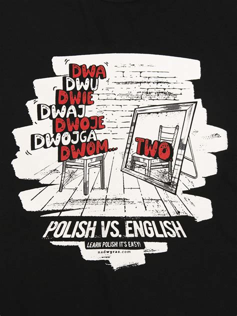 Polish Vs English Dwa Vs Two Koszulka M Ska Czarna Nadwyraz