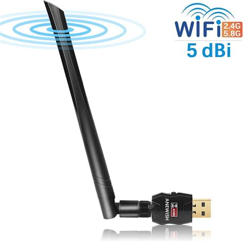 Usb Wifi Adaptador Anewish 5dbi Antena Doble Banda Ac600 Adaptador Inalámbrico Tarjeta De Red