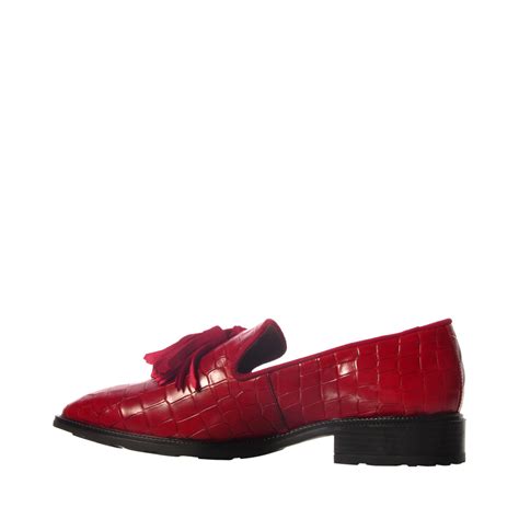 Wonders Soulier Loafer Rouge Croco Chaussures Pierre Roy Saint Jean