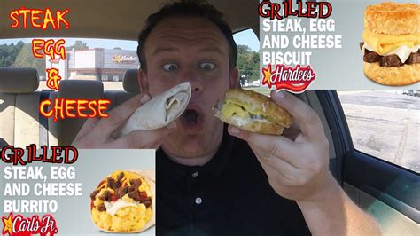 Hardees Grilled Steak Egg And Cheese Burrito And Biscuit Food Review