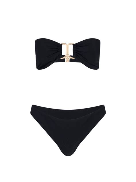 Zimmermann Strapless Bikini Set In Black Modesens