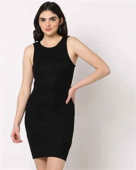 Buy Round Neck Bodycon Dress Online At Best Prices In India Jiomart