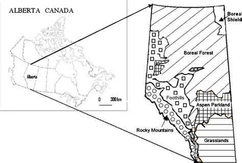 Study Area Showing The Six Ecoregions Of Alberta Province Canada