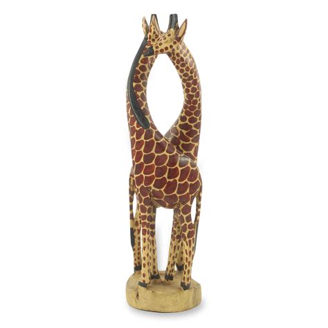 African Giraffe Sculpture Carved And Painted By Hand Large Giraffe