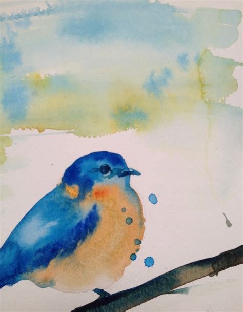 Eastern Bluebird Watercolor Painting Original Artwork Of Blue Etsy