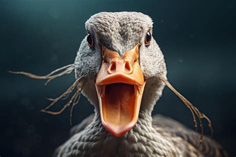 Premium AI Image Portrait Of Angry Duck With Open Beak