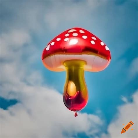 Colourful Mushroom Shaped Foil Balloon In The Sky