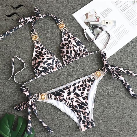 Buy Bikinx Shiny Micro Sexy Bikini Push Up Leopard