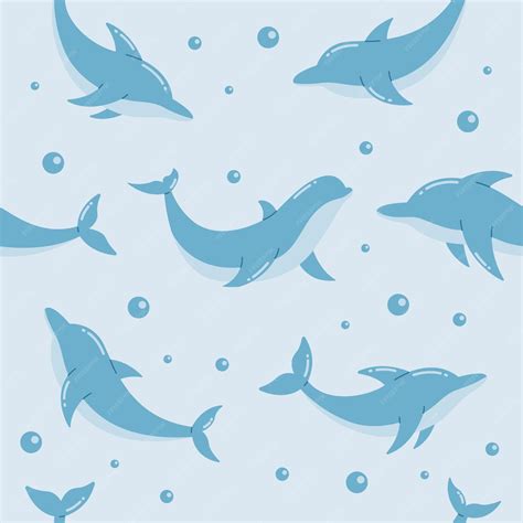 Premium Vector Dolphin Seamless Pattern Background Vector Illustration