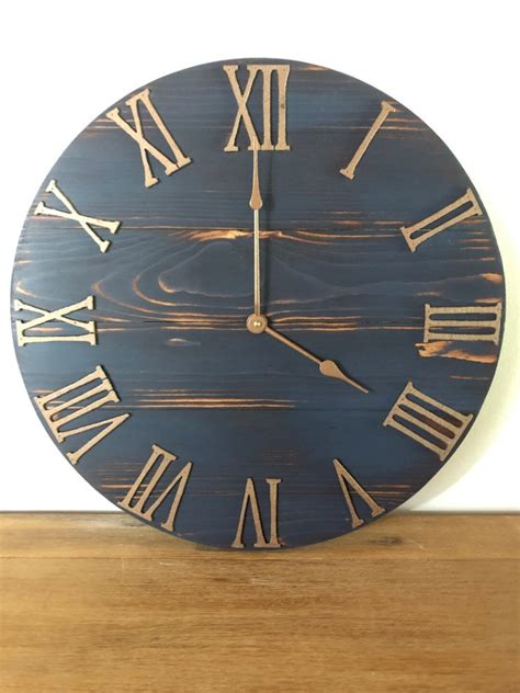 30 Dark Blue Wall Clock Rustic Wall Clock Modern - Etsy