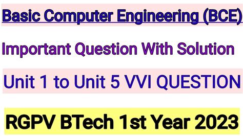 Basic Computer Engineering Rgpv Btech St Semester Important Question