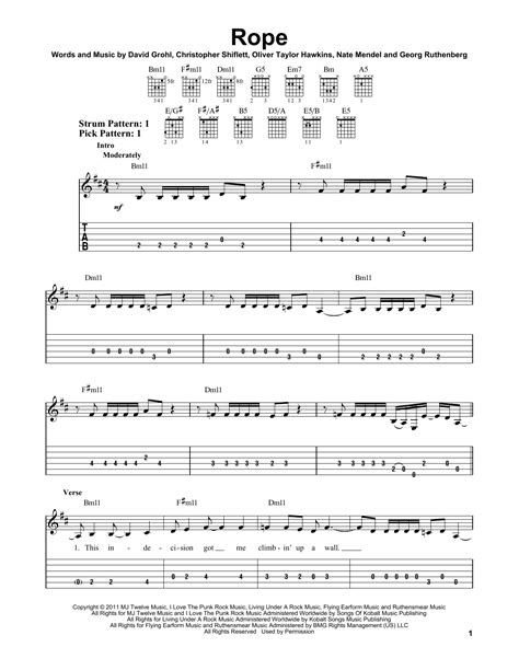 Foo Fighters - Rope sheet music