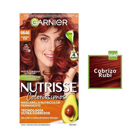 Tinte Para Cabello Garnier Nutrisse Coloríssimos 6646 Cobrizo Rubí