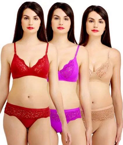 Cotton Non Padded Nylon Lycra Spandex 4way Bra And Panty Set For Women