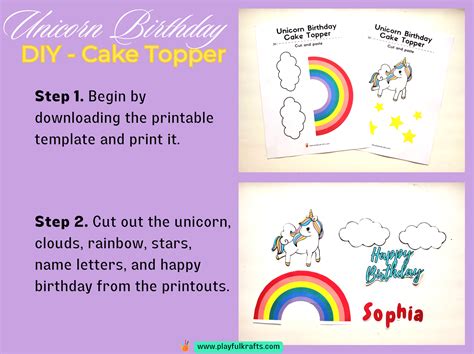 Diy Unicorn Cake Topper Birthday Fun With Free Template Playful Krafts