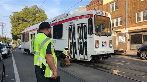 4 hurt when car collides with SEPTA trolley in Kingsessing