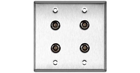 My Custom Shop 4 BNC 2 Gang Wall Plate Stainless Steel