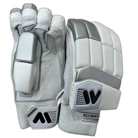 Strap White And Grey Acumen Nylon Cricket Batting Gloves Size Medium