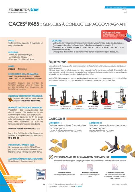 Formationdom CACESR485 Gerbeurs à conducteur accompagnant