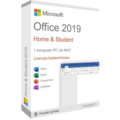 Microsoft Office 2019 dla użytkowników domowych i uczniów cena