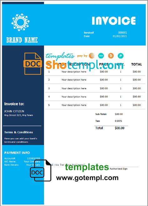 Tap Setting Universal Multipurpose Invoice Template In Word And Pdf