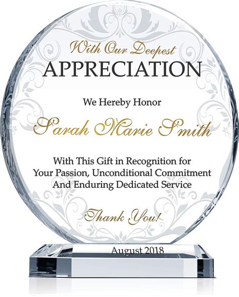 Amazon Personalized Crystal Appreciation Award Plaque Customized