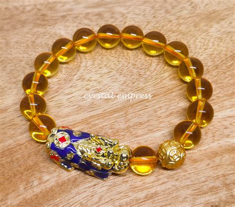 Citrine With Color Changing Pi Yao Lucky Coin Ball Bracelet Crystal